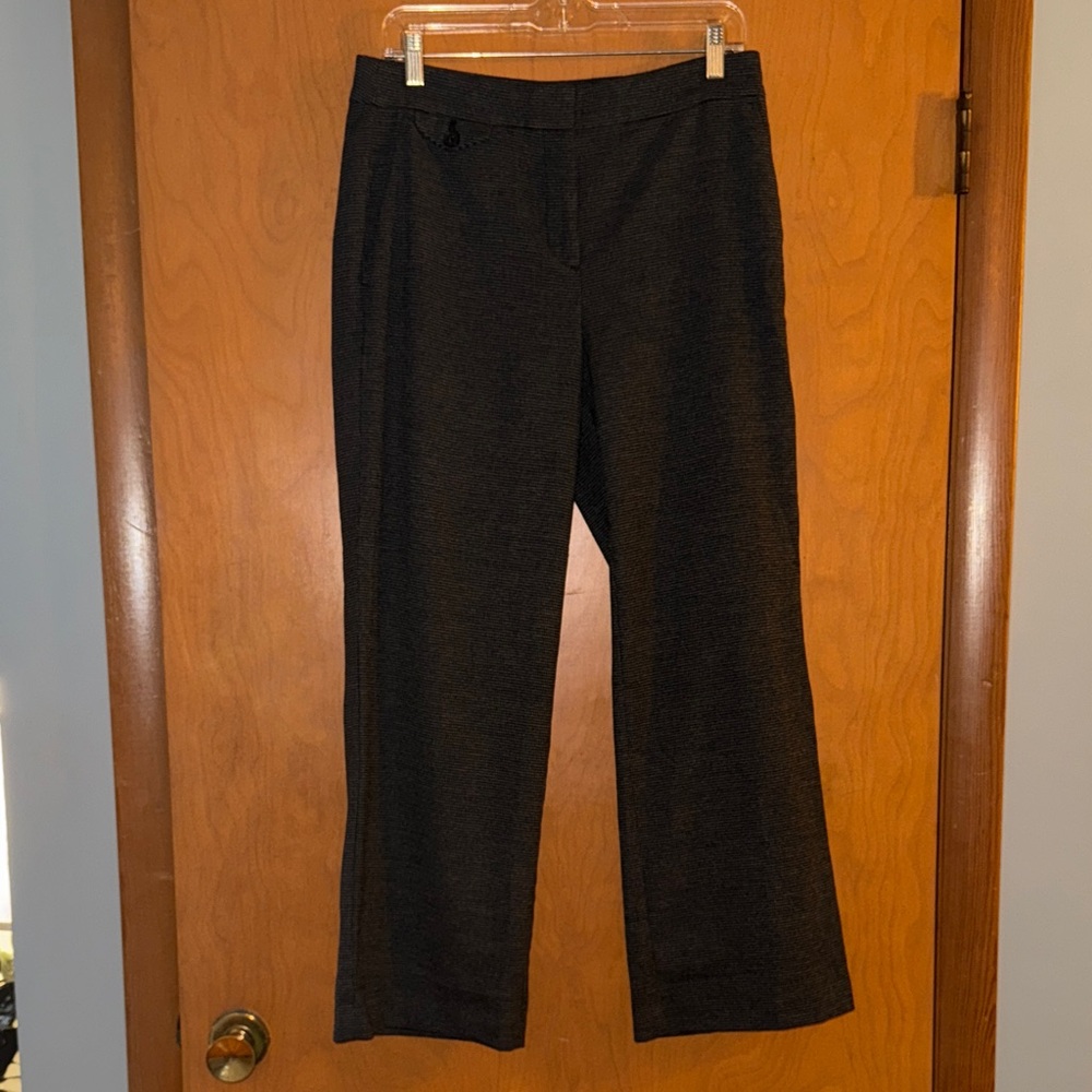 LOFT Dark Gray & Black Wide-Leg Pants